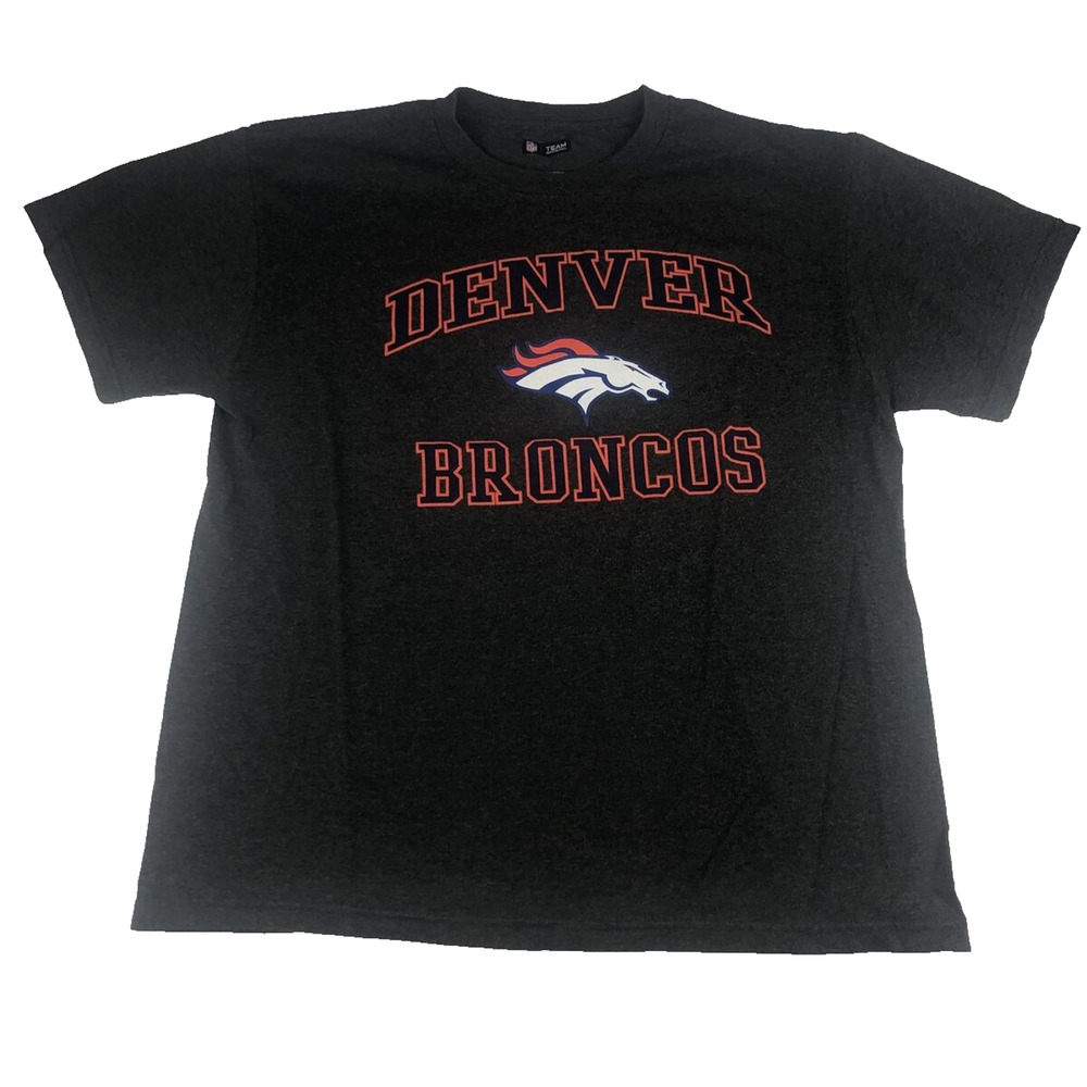 NFL Denver Broncos Mens T Shirt NFL Football Team Apparel Size Large Gray Orange